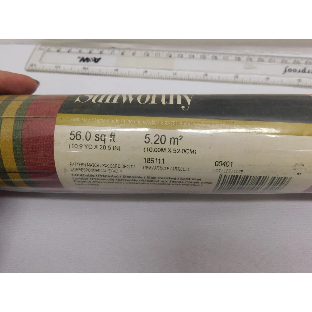 Wallpaper Roll Sunworthy Red Plaid 56 Sq Ft